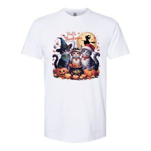 Cat Halloween Christmas Happy Hallothanksmas Thanksgiving Gift Softstyle CVC T-Shirt