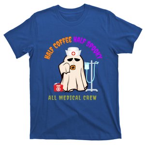 Cute Half Coffee Half Spooky All Medical Crew Halloween Gift T-Shirt