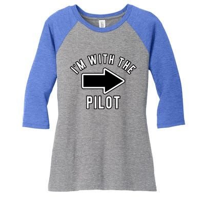 Couples Halloween Costume Gift Im With The Pilot Gift Women's Tri-Blend 3/4-Sleeve Raglan Shirt