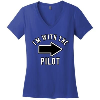 Couples Halloween Costume Gift Im With The Pilot Gift Women's V-Neck T-Shirt