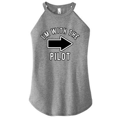 Couples Halloween Costume Gift Im With The Pilot Gift Women's Perfect Tri Rocker Tank