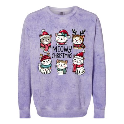 Cute Holiday Cat Lovers Christmas Meowy Christmas Cats Colorblast Crewneck Sweatshirt