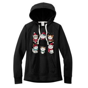 Cute Holiday Cat Lovers Christmas Meowy Christmas Cats Women's Fleece Hoodie