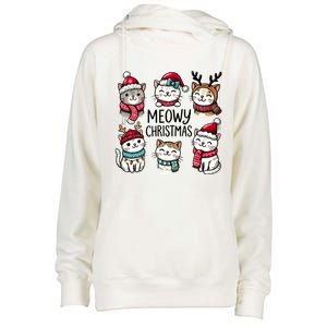 Cute Holiday Cat Lovers Christmas Meowy Christmas Cats Womens Funnel Neck Pullover Hood