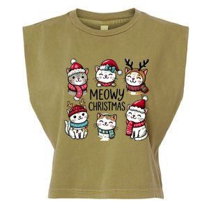 Cute Holiday Cat Lovers Christmas Meowy Christmas Cats Garment-Dyed Women's Muscle Tee