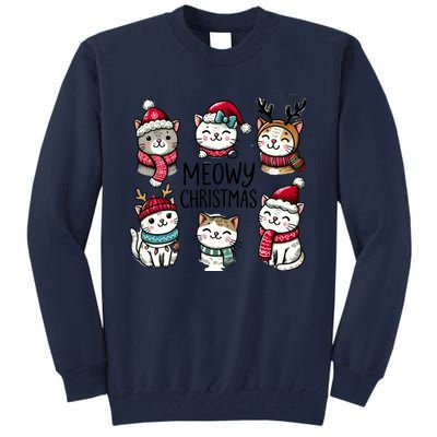 Cute Holiday Cat Lovers Christmas Meowy Christmas Cats Tall Sweatshirt