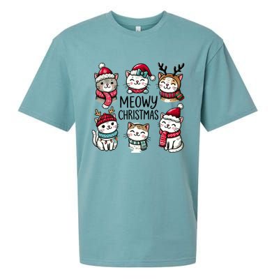 Cute Holiday Cat Lovers Christmas Meowy Christmas Cats Sueded Cloud Jersey T-Shirt