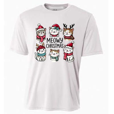 Cute Holiday Cat Lovers Christmas Meowy Christmas Cats Cooling Performance Crew T-Shirt