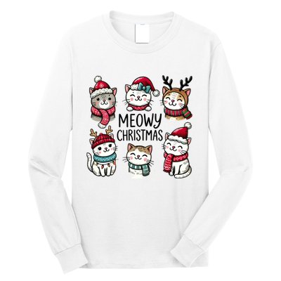 Cute Holiday Cat Lovers Christmas Meowy Christmas Cats Long Sleeve Shirt