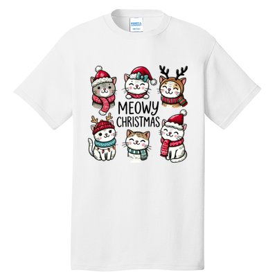 Cute Holiday Cat Lovers Christmas Meowy Christmas Cats Tall T-Shirt