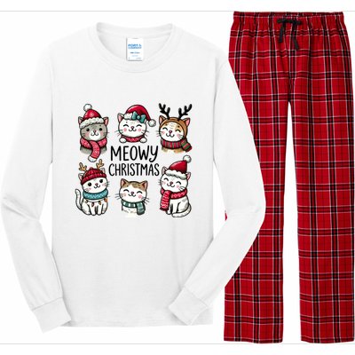 Cute Holiday Cat Lovers Christmas Meowy Christmas Cats Long Sleeve Pajama Set