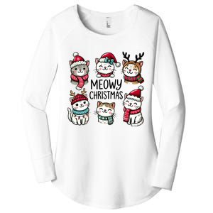 Cute Holiday Cat Lovers Christmas Meowy Christmas Cats Women's Perfect Tri Tunic Long Sleeve Shirt