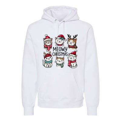 Cute Holiday Cat Lovers Christmas Meowy Christmas Cats Premium Hoodie