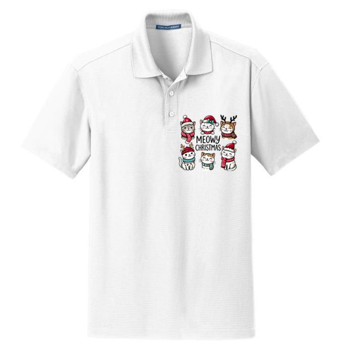 Cute Holiday Cat Lovers Christmas Meowy Christmas Cats Dry Zone Grid Polo