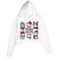 Cute Holiday Cat Lovers Christmas Meowy Christmas Cats Crop Fleece Hoodie