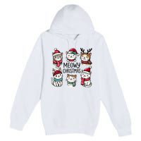 Cute Holiday Cat Lovers Christmas Meowy Christmas Cats Premium Pullover Hoodie