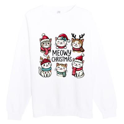 Cute Holiday Cat Lovers Christmas Meowy Christmas Cats Premium Crewneck Sweatshirt