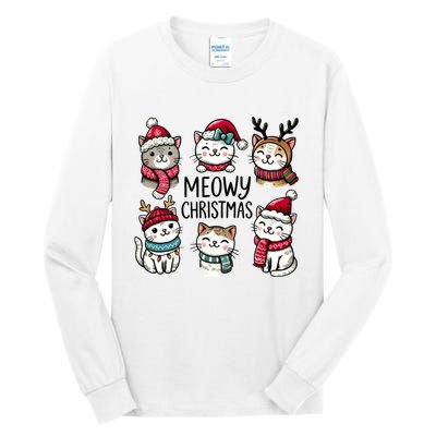 Cute Holiday Cat Lovers Christmas Meowy Christmas Cats Tall Long Sleeve T-Shirt