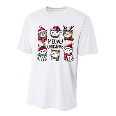 Cute Holiday Cat Lovers Christmas Meowy Christmas Cats Performance Sprint T-Shirt