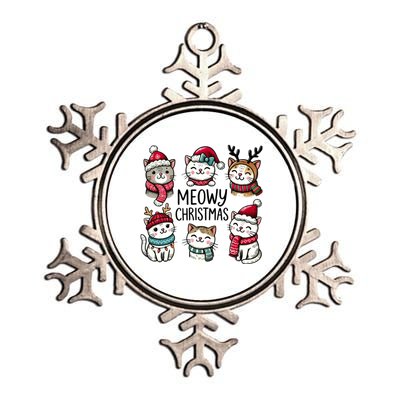 Cute Holiday Cat Lovers Christmas Meowy Christmas Cats Metallic Star Ornament