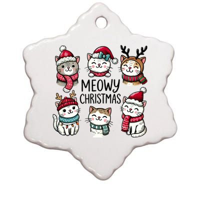 Cute Holiday Cat Lovers Christmas Meowy Christmas Cats Ceramic Star Ornament