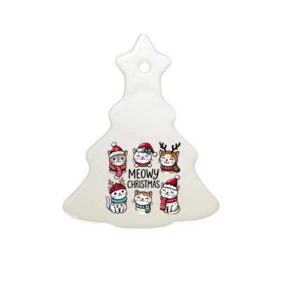 Cute Holiday Cat Lovers Christmas Meowy Christmas Cats Ceramic Tree Ornament