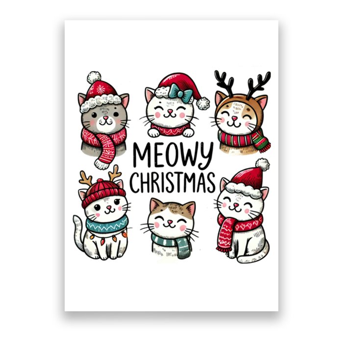 Cute Holiday Cat Lovers Christmas Meowy Christmas Cats Poster