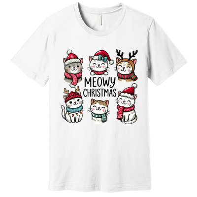 Cute Holiday Cat Lovers Christmas Meowy Christmas Cats Premium T-Shirt