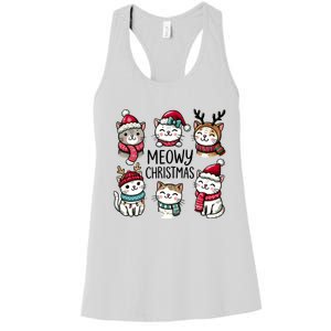 Cute Holiday Cat Lovers Christmas Meowy Christmas Cats Women's Racerback Tank