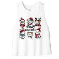 Cute Holiday Cat Lovers Christmas Meowy Christmas Cats Women's Racerback Cropped Tank