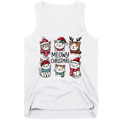 Cute Holiday Cat Lovers Christmas Meowy Christmas Cats Tank Top