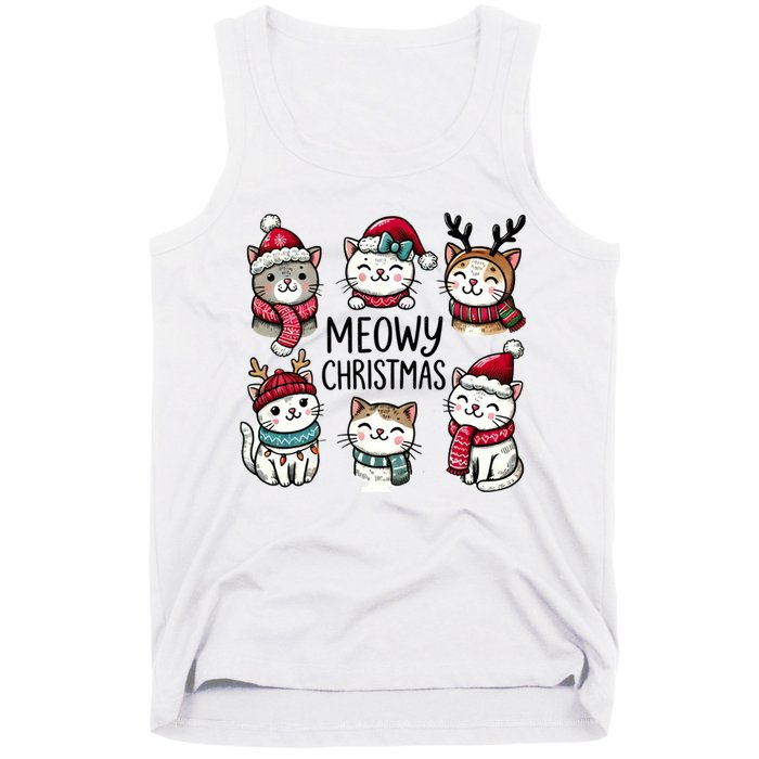 Cute Holiday Cat Lovers Christmas Meowy Christmas Cats Tank Top