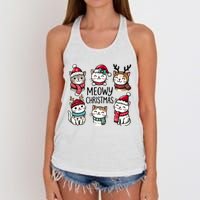 Cute Holiday Cat Lovers Christmas Meowy Christmas Cats Women's Knotted Racerback Tank