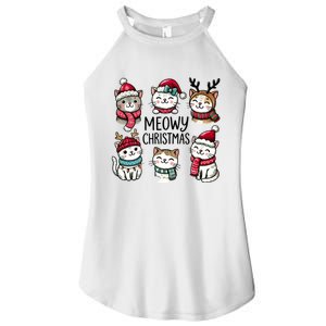 Cute Holiday Cat Lovers Christmas Meowy Christmas Cats Women's Perfect Tri Rocker Tank