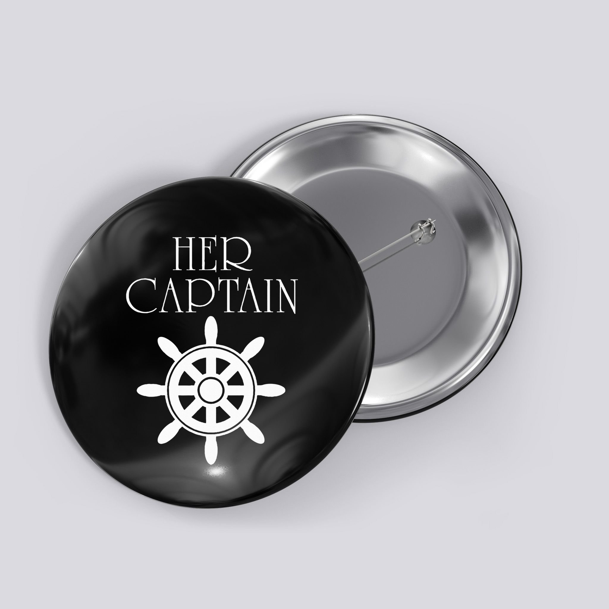 Cruise Her Captain His Anchor Couple Button