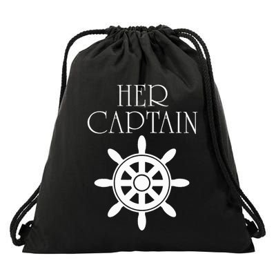 Cruise Her Captain His Anchor Couple Drawstring Bag