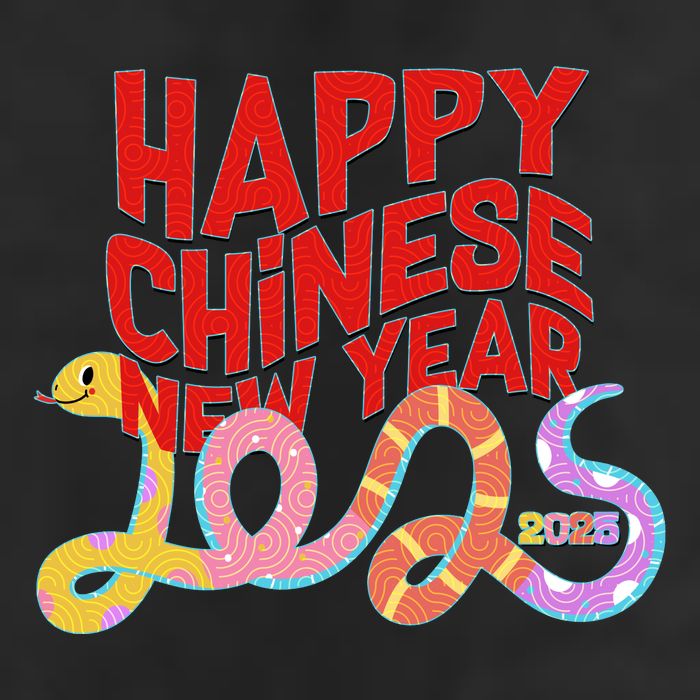 Cute Happy Chinese New Year 2025 Year Of The Snake 7 Panel Mesh Trucker Snapback Hat