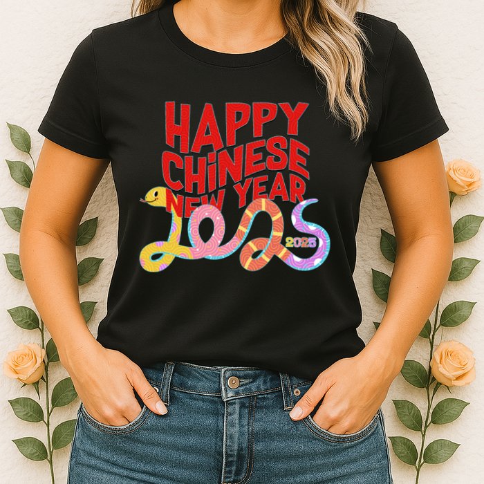 Cute Happy Chinese New Year 2025 Year Of The Snake Womens T-Shirt