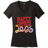 Cute Happy Chinese New Year 2025 Year Of The Snake Women's V-Neck T-Shirt