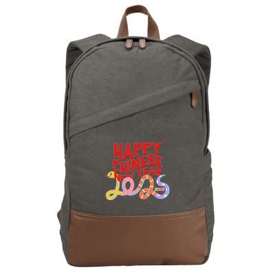 Cute Happy Chinese New Year 2025 Year Of The Snake Cotton Canvas Backpack