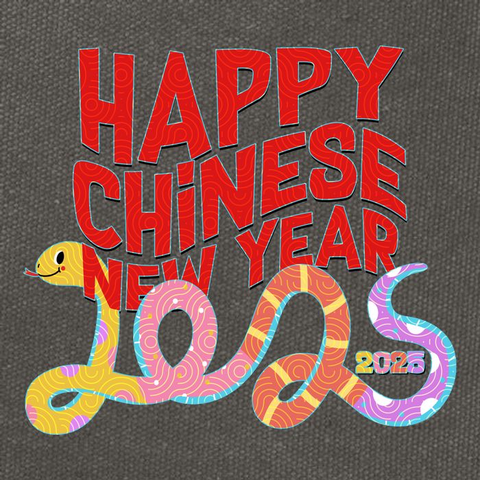 Cute Happy Chinese New Year 2025 Year Of The Snake Cotton Canvas Backpack