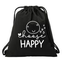 Choose Happy Cute Smile Face Drawstring Bag