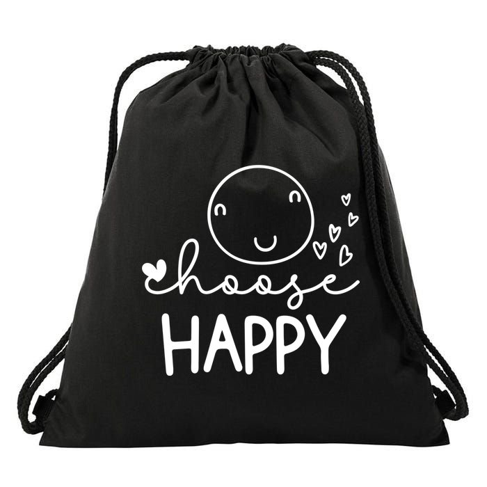Choose Happy Cute Smile Face Drawstring Bag
