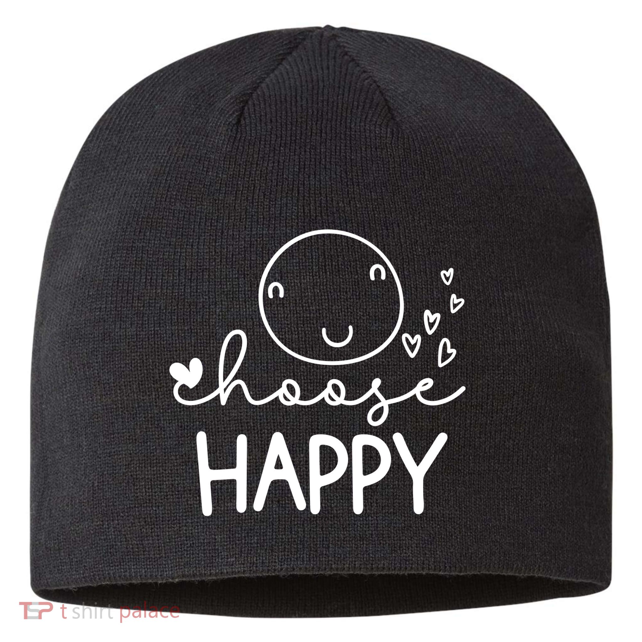 Choose Happy Cute Smile Face Sustainable Beanie