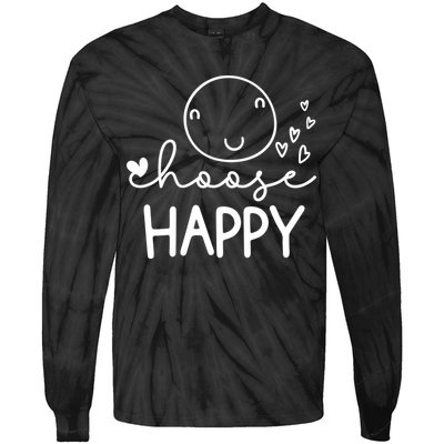 Choose Happy Cute Smile Face Tie-Dye Long Sleeve Shirt