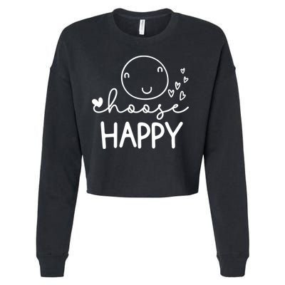 Choose Happy Cute Smile Face Cropped Pullover Crew