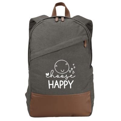 Choose Happy Cute Smile Face Cotton Canvas Backpack