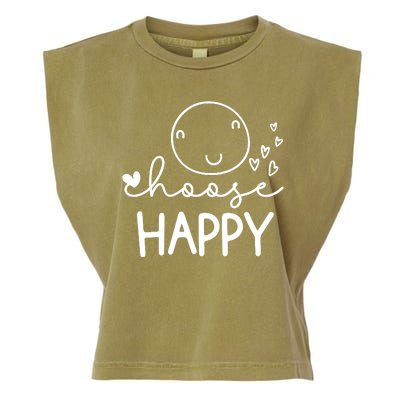 Choose Happy Cute Smile Face Garment-Dyed Women's Muscle Tee