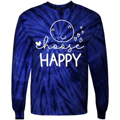 Choose Happy Cute Smile Face Tie-Dye Long Sleeve Shirt