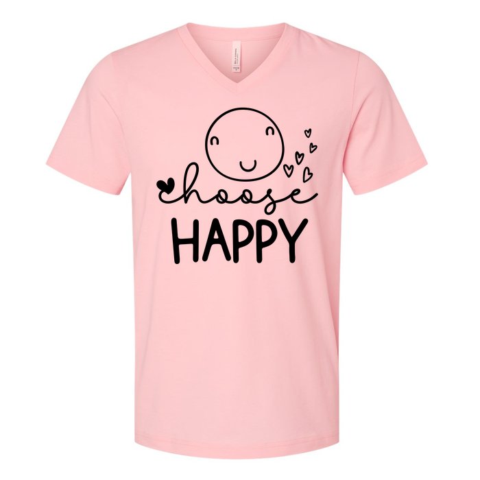 Choose Happy Cute Smile Face V-Neck T-Shirt